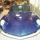 Blue car, front end